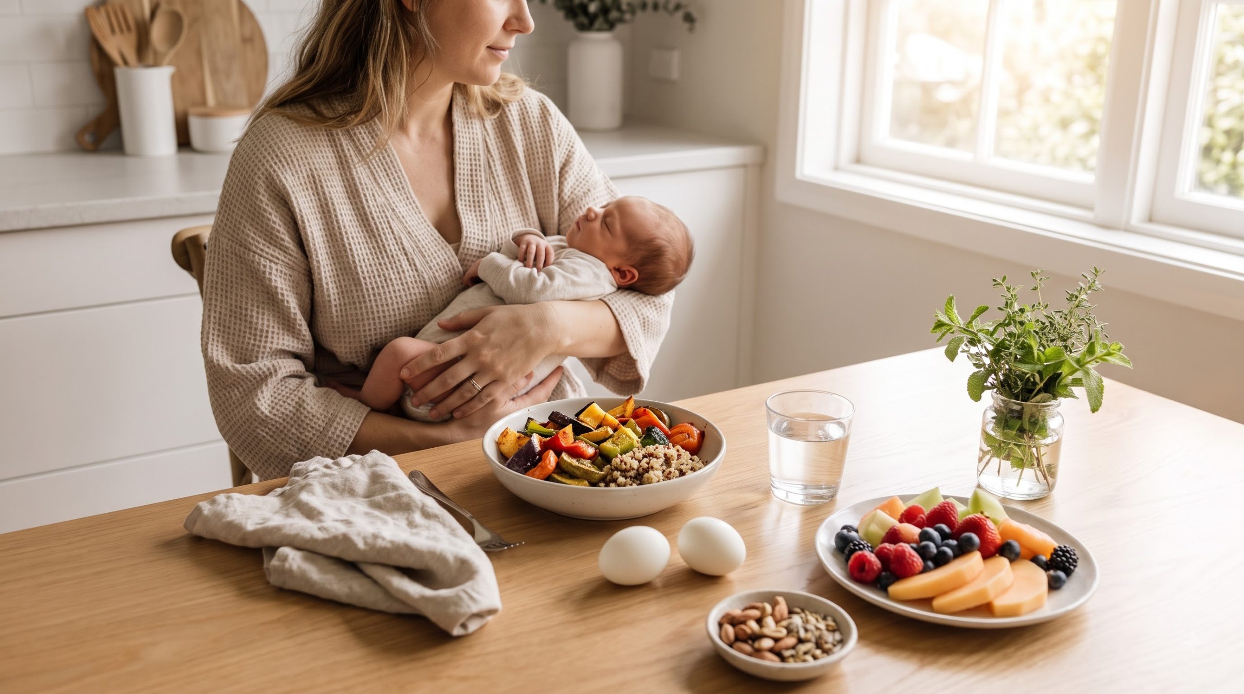Nutritious postpartum meal for a new mother