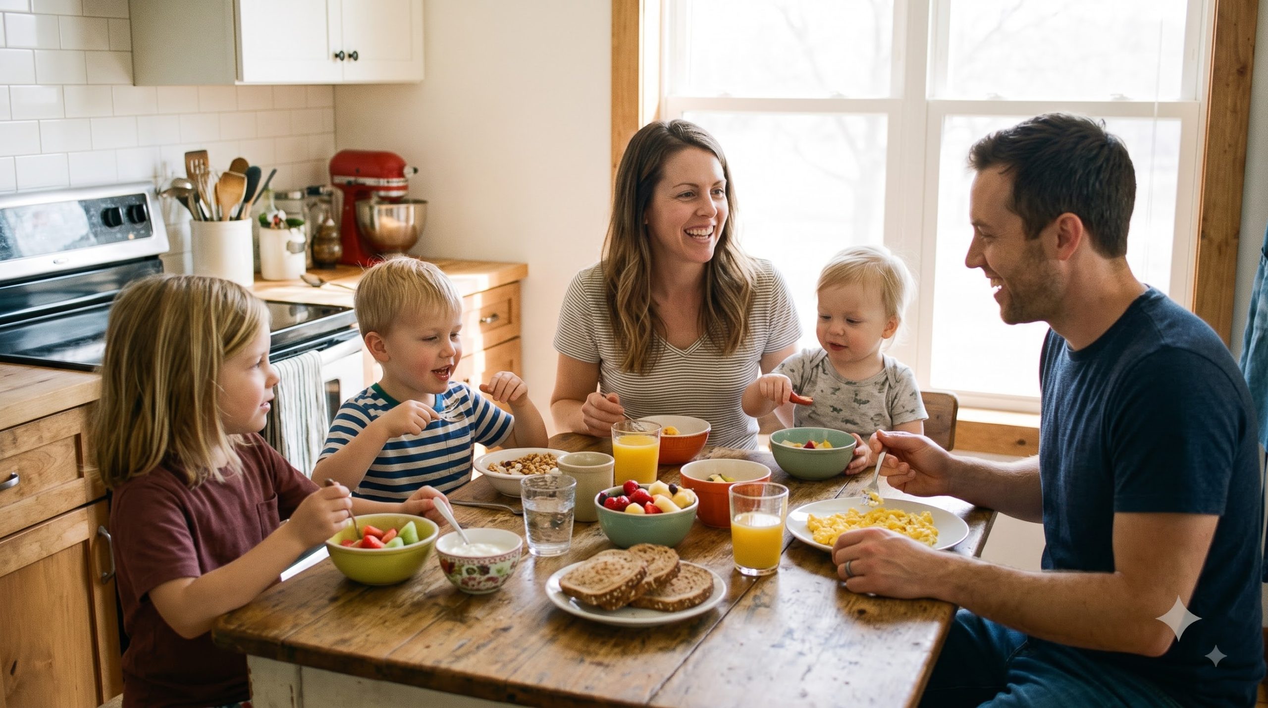 Family enjoying a healthy meal together