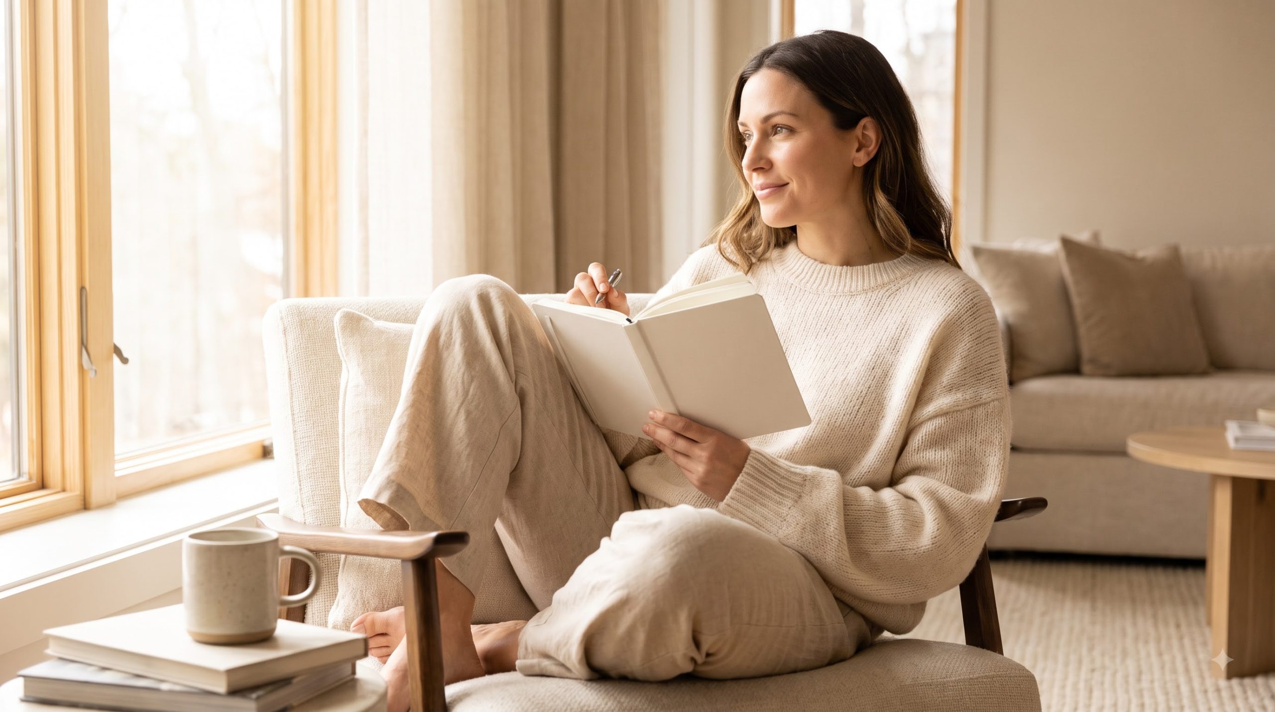 Woman preparing for pregnancy during week 1 at home